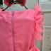 Vestido Infantil de Festa Mon Sucré Rosa Neon Sobrep. Tule Manga Babado