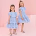 Vestido Infantil de Festa Petit Cherie Azul Sobrep. Tule Babados Brilho Cinto Strass