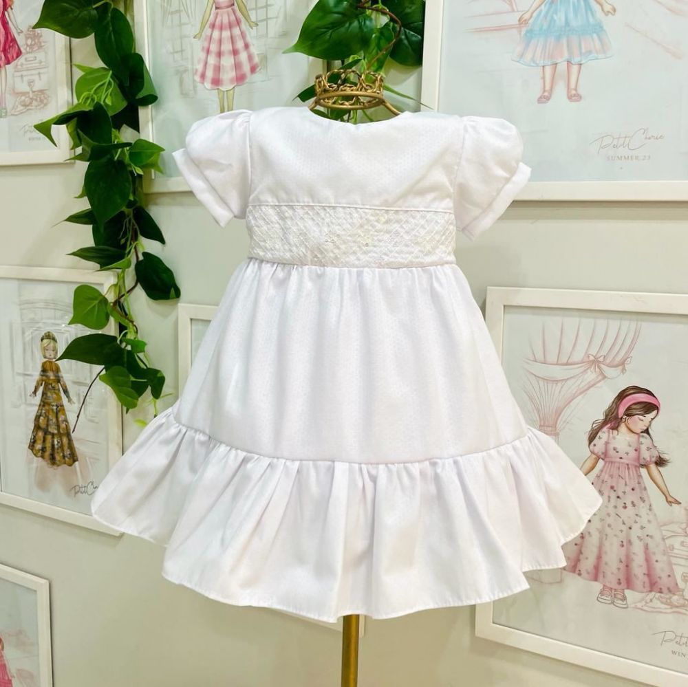 Vestido Infantil de Festa Petit Cherie Branco com Detalhes Bordados com Paetês 