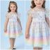 Vestido Infantil de Festa Petit Cherie Branco Corações Coloridos Sobrep. Tule Cinto Brilho