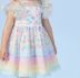 Vestido Infantil de Festa Petit Cherie Branco Corações Coloridos Sobrep. Tule Cinto Brilho