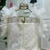 Vestido Infantil de Festa Petit Cherie Branco Sobrep. Tule Strass Cinto Tecido