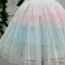 Vestido Infantil de Festa Petit Cherie Branco Três Marias Sobrep. Tule Brilho Bordados Laços Paetês