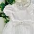 Vestido Infantil de Festa Petit Cherie Celebração Off White com Bordado e Tule Poá Texturizado