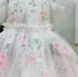 Vestido Infantil de Festa Petit Cherie Duas Peças Off-White Floral Sobrep. Tule Manga Fru Fru