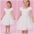 Vestido Infantil de Festa Petit Cherie Off-White Brilho Strass Manga Princesa