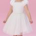 Vestido Infantil de Festa Petit Cherie Off-White Brilho Strass Manga Princesa