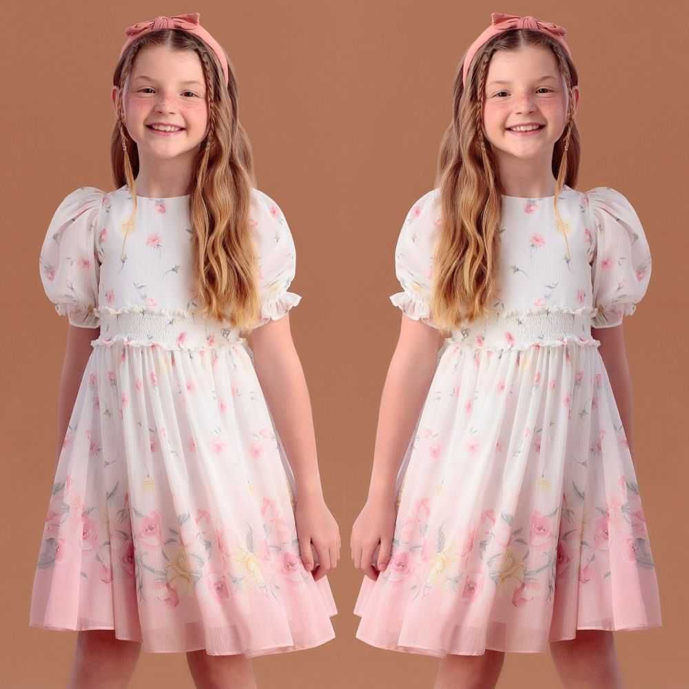 Vestido Infantil Princesa Barrado Moldura Floral Rosa Petit Cherie na  EuroBabyKids