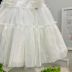 Vestido Infantil de Festa Petit Cherie Off-White Sobrep. Tule Brilhos e Babados