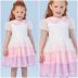 Vestido Infantil de Festa Petit Cherie Off-White Sobrep. Tule Três Marias Rosa e Lilás