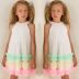 Vestido Infantil de Festa Petit Cherie Off-White Tule Rosa Amarelo Verde Neon Brilho Bordado Paetês