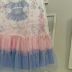 Vestido Infantil  Petit Cherie Off-White Ursinha Floral Sobrep.Tule Brilho Camadas Azul Rosa