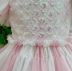 Vestido Infantil de Festa Petit Cherie Rosa e Branco Bordado Corações com Babados em Tule 