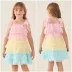 Vestido Infantil de Festa Petit Cherie Rosa Laço Ombros Sobrep.Tule Camadas Brilho Multicoloridos