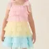 Vestido Infantil de Festa Petit Cherie Rosa Laço Ombros Sobrep.Tule Camadas Brilho Multicoloridos