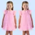 Vestido Infantil de Festa Petit Cherie Rosa Manga Frufru Sobrep.Tule Brilho Laço Babados