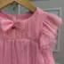 Vestido Infantil de Festa Petit Cherie Rosa Manga Frufru Sobrep.Tule Brilho Laço Babados