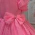 Vestido Infantil de Festa Petit Cherie Rosa Neon Sobrep. Tule Babados Laço Strass e Brilho