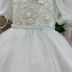 Vestido Infantil de Festa Petit Cherie Verde Mangas Bufantes Bordado Flores e Sobrep em Tule