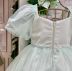 Vestido Infantil de Festa Petit Cherie Verde Mangas Bufantes Bordado Flores e Sobrep em Tule