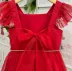 Vestido Infantil de Festa Petit Cherie Vermelho de Tule com Cinto Strass