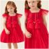 Vestido Infantil de Festa Petit Cherie Vermelho Sobrep.Tule Ombros Flutuantes Aplicação Strass Laço 