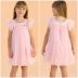 Vestido Infantil de Festa Petit Cherie Rosa Ombros Flutuantes  Lantejoulas Sobrep.Tule Brilho