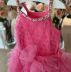 Vestido Infantil De Festa Pituchinhus Pink Canelado Sobrep. Tule Babados Alça Fina Pérolas Strass