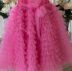 Vestido Infantil De Festa Pituchinhus Pink Canelado Sobrep. Tule Babados Alça Fina Pérolas Strass