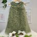 Vestido Infantil De Festa Pituchinhus Verde Juniper Sobrep. Tule Frufru Babados Strass 