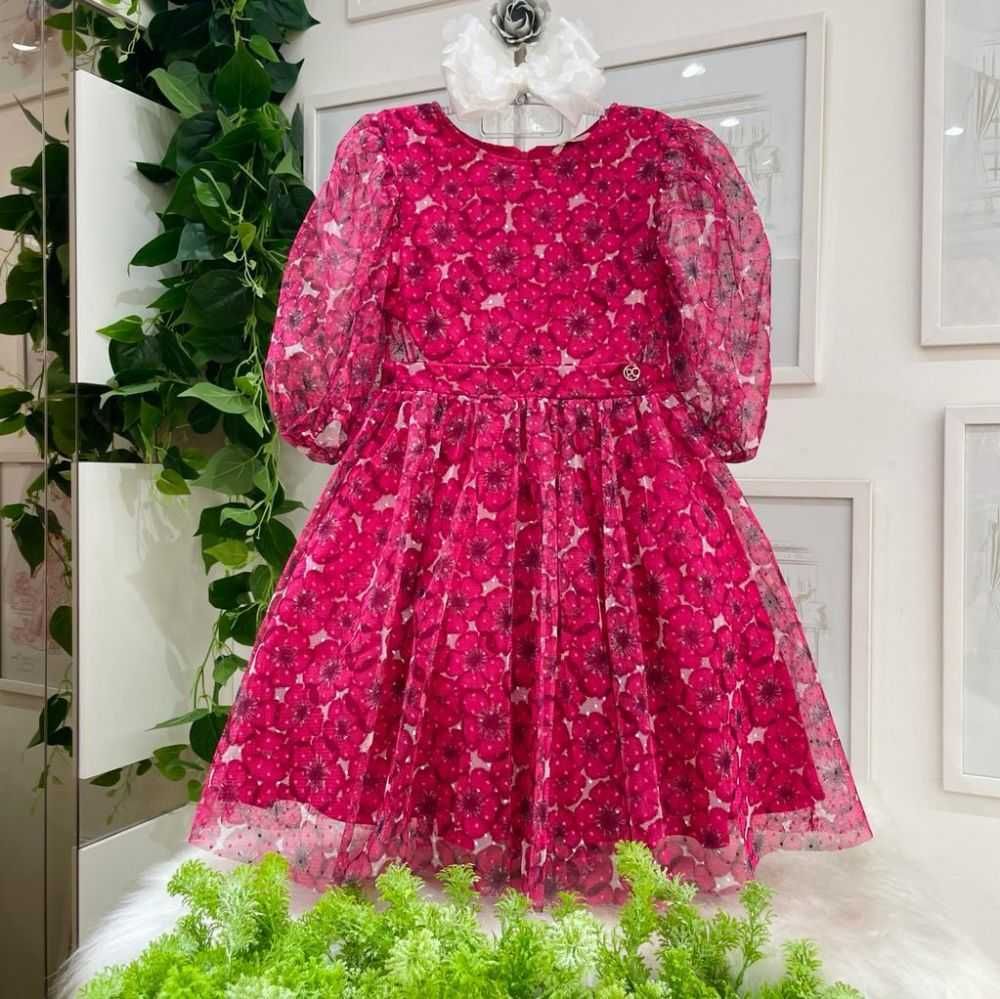 Vestido Infantil Bordado em Tule Princesa Rosa Petit Cherie na EuroBabyKids