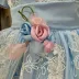 Vestido Infantil De Luxo Kopela Azul   Sobrep.Tule Renda Floral Broche Ramalhete Laço