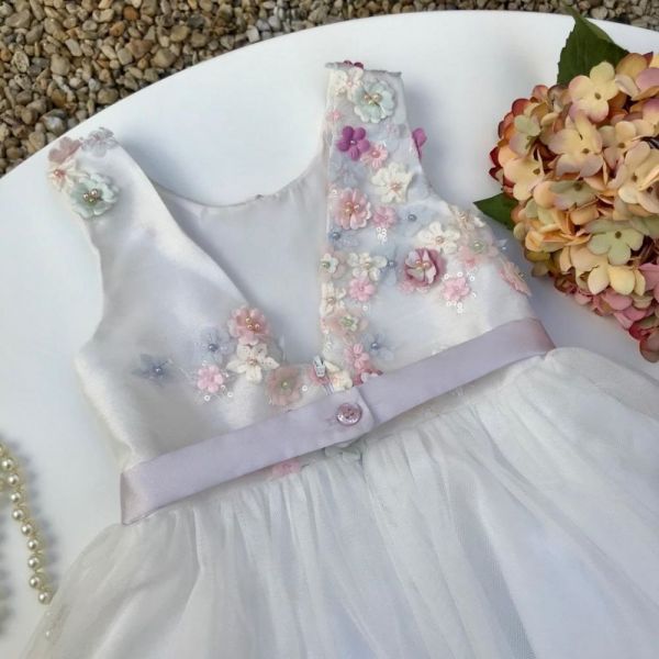 Vestido de Festa Infantil Fantasia Florzinhas Tule e Cetim Candy Colors  Euro Baby na EuroBabyKids