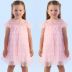 Vestido Infantil Festa Petit Cherie Rosa  Sobrep.Tule Brilho Bordado Floral Ombro Tule Transparente