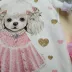 Vestido Infantil Kukiê Off-White Cachorrinha Corações Strass Manga Flutuante Tule