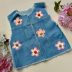 Vestido Infantil Kukiê Rosa Chiclete Colete Jeans com Flores Neon e Pompom