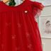 Vestido Infantil Kukiê Vermelho Sobrep. Tule Manga Tule Babados Laço Strass 