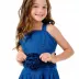 Vestido Infantil Luluzinha Jeans Escuro com Aplicação de Flor