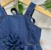 Vestido Infantil Luluzinha Jeans Escuro com Aplicação de Flor