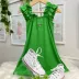 Vestido Infantil Luluzinha Verde Canelado com Strass