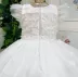 Vestido Infantil de Festa Luxo Off White com Tule em Camadas Borboletas Flores em 3D Petit Cherie  