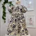 Vestido Infantil Manga Curta Disney Minnie Estampado Azul e Nude