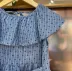 Vestido Infantil Momi Azul Escuro de Voil com Gola Babado e Cinto de Tecido