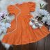 Vestido Infantil Momi Laranja Manga Balonê Aplique Flores