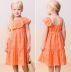 Vestido Infantil Momi Laranja Neon de Laise com Babados