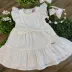 Vestido Infantil Momi Off-White em Laise Laço Centralizado Babados