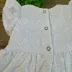 Vestido Infantil Momi Off-White em Laise Laço Centralizado Babados