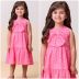 Vestido Infantil Momi Rosa Chiclete de Laise com Laço