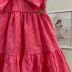 Vestido Infantil Momi Rosa Chiclete de Laise com Laço