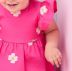 Vestido Infantil Momi Rosa Neon Bordado Flores